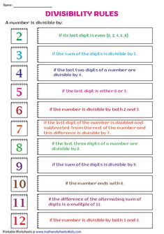 the number line worksheet for division rules