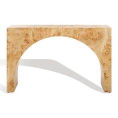 an arch shaped wooden table on a white background