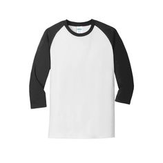 Shop Port & Company® Core Blend 3/4-Sleeve Raglan Tee at Michaels. com. This raglan style shirt gives a classic, moisture-wicking team look at a great value. This raglan style Port & Company shirt gives a classic, moisture-wicking team look at a great value. Perfect to use to make shirts for teams, family reunions, events and so much more. Details: Available in multiple sizes and colors 3/4-sleeve Raglan style Moisture-wicking material Made with up to 5% recycled polyester from plastic bottles R Casual Fitted T-shirt With 3/4 Sleeves, Black Half Sleeve Shirt For Fall, Fitted Cotton T-shirt With 3/4 Sleeve, White Raglan Sleeve T-shirt For Fall, White Cotton T-shirt With Half Sleeves, White Cotton Baseball Jersey With Raglan Sleeves, White Short Sleeve Tops With Contrast Sleeves, Fitted White Half Sleeve T-shirt, White Fitted Half Sleeve T-shirt