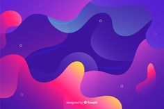 an abstract background with wavy shapes in purple, pink and orange colors on a dark blue background