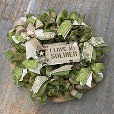 Army Hero Love My Soldier Proud Holiday Wreath Door Hanger Thank You For Service, Army Wreath, Military Wreath, Wreath Door Hanger, Wreath Door, Wreath Forms, Holiday Wreath, Handmade Wreaths, Wreath Ideas