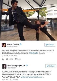 two people are dancing on the floor in front of a tent and one person is holding another man's leg