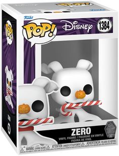 the funky little ghost pop vinyl figure is coming out of an open box with candy canes in it