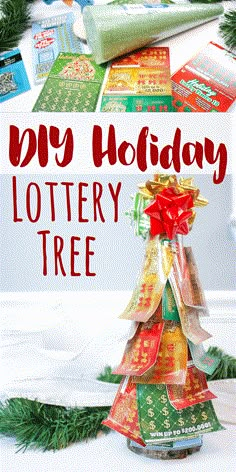 a christmas tree made out of wrapping paper with the words diy holiday lotery tree