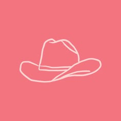 a pink background with a white outline of a cowboy's hat on top of it