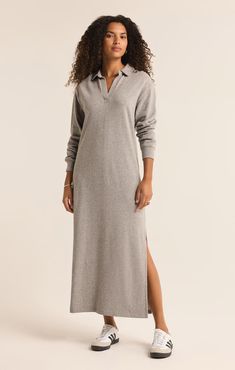 Aspen Maxi Sweatshirt Dress Heather Grey Sweatshirt, Thanksgiving Fashion, Little White Dresses, Pullover Designs, Midi Maxi Dress, Plus Size Swimwear, Long Blouse, Sweatshirt Dress, Long Sleeve Cardigan