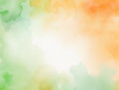 an abstract watercolor background with green, orange and yellow colors