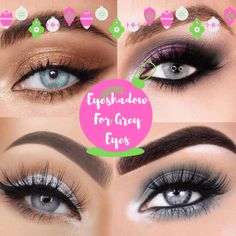 Eye Shadow For Gray Eyes, Eye Makeup For Grey Eyes, Holiday Eyeshadow, Grey Eye Makeup, Event Hairstyles