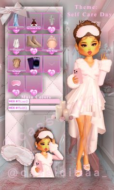 *Follow me for more !* #dresstoimpress #selfcaredaydresstoimpress #selfcare Dti First Date Idea, Tomodachi Life Qr Codes Women, Dti Softie Theme Outfit, Self Care Dress To Impress, Dress To Impress Themes List, Cute Dti Fits, Dress To Impress Brand Theme, Selfcare Outfit, Video Game Character Dress To Impress