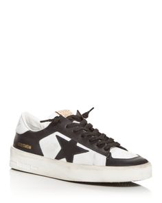 Golden Goose Men's Stardan Low Top Sneakers Sporty Sneakers With Star Logo For Streetwear, Sporty Streetwear Sneakers With Star Logo, Leather Sneakers With Star Logo For Streetwear, Black Golden Goose, Golden Goose Men, Man Sneakers, Hype Shoes, Low Top Sneakers, Sneakers Online