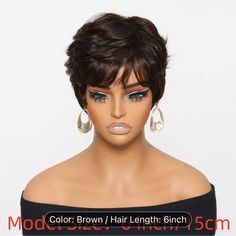 Nadula Glueless Pixie Cut Bob Wig Layered Short Wavy With Bangs Beginner Friendly Human Hair Remy Hair. Brown Hair Length: 6inch New. Comes With Wig, Wig Bag, Net, Nail Set And A Headband. Short Wavy With Bangs, Wavy With Bangs, Hair Brown Color, Layered Short, Short Human Hair Wigs, Short Wavy, Hair Brown, Favorite Hairstyles, Bob Wig