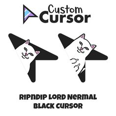 two black and white logos with cats on them