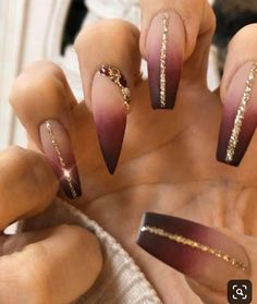 Dark Nails With Glitter, Acrilyc Nails, Nails Ombré, Ombre Gel Nails, Red Ombre Nails, New Nail Colors, Red And Gold Nails, Nails Dark, Nail Collection