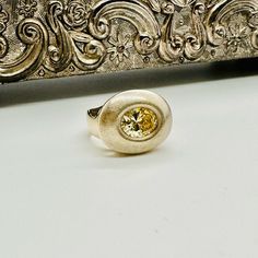 Beautiful Italian Sterling Silver Gold Plated Statement Ring!!! Modernist Vintage Champagne Citrine Cz Brushed Gold Ring. Size 6.5 Stamped 925 * 1481 Vi Marks:  & 925 This Is A Preloved Ring In Good Vintage Condition. In Good Vintage Condition. Interior Needs A Detailed Polish. Brushed Gold Ring, Vintage Champagne, Womens Jewelry Rings, Sterling Ring, Statement Ring, Citrine, Gold Ring, Statement Rings, Silver Gold