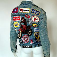 Well Worn Jacket Has Lots Of Personality. The Denim And 70s, 80s, & 90s Patches Are All Authentic Vintage, The Patches Have Been Added Recently To Rework This Awesome Vintage 80s Denim Jacket! Measurements Length 23" Shoulder 20" Chest 22" Sleeve Length 22" Motorcycle, Harley, Honda, Yamaha, Valvoline, Ford, Chevrolet Jean Jacket With Patches, 80s Denim Jacket, Denim Jacket With Patches, Wrangler Denim Jacket, Jacket With Patches, Jean Jacket Patches, 80s Denim, Denim Jacket Patches, Vintage Jean Jacket