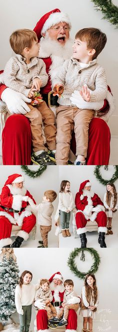 two children are sitting on santa claus's lap