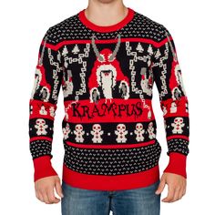 PRICES MAY VARY. Krampus Design: rock this sweater apparel with an awesome Krampus design that's ideal for the holiday season - the ugly Christmas sweater adults love for its fun design Soft & Cozy: this adult ugly christmas sweater is made from super soft and warm materials, making it a cozy option for chilly days and ideal for those who love ugly holiday sweaters Hilarious Adult Christmas Sweater Design: features evil Krampus figure surrounded on chest by ball and chains; evil gingerbread men, Krampus Christmas, Family Christmas Dinner, Ugly Sweater Contest, Ugly Holiday Sweater, Ugly Sweater Party, Holiday Sweater, Warm Sweaters, Christmas Knitting, Easy Diy Crafts