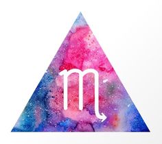 the letter m is made up of watercolor paint and has a white arrow on it