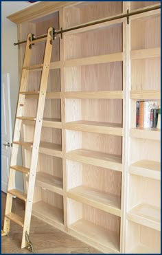 a ladder leaning up against a book shelf