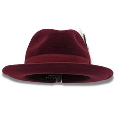 Montique Burgundy 2 1/4" Brim Beaver Look Felt Hat H-81 Brim Size 2 1/4" Feather Accent Matching Grossgrain Ribbon Beaver Look Wool Pinch Crown Felt Hat Velcro Size Adjuster Size XL is an additional $5 Burgundy Winter Fedora With Short Brim, Burgundy Short Brim Fedora For Winter, Fitted Burgundy Brimmed Hat, Classic Burgundy Hat With Curved Brim, Classic Burgundy Hat With Flat Brim, Burgundy Curved Brim Hat For Kentucky Derby, Fitted Burgundy Fedora Hat, Classic Fitted Burgundy Hat, Elegant Wide Brim Burgundy Hat