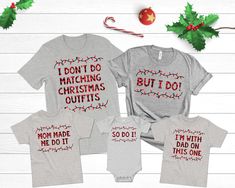 I Don't Do Matching Christmas Outfits But I Do Christmas Shirts. Matching Christmas Shirts Family Men Buffalo Plaid Funny Tshirts I Don't Do Matching Christmas Outfits But I Do Baby Toddler Kids Siblings Welcome to Mom Life with Style! This listing is for ONE (1) UNISEX TEE, BABY BODYSUIT, BABY TEE, TODDLER TEE or YOUTH TEE with your choice of design. ★Add desired number of items to your cart. YOU MUST ADD EACH SHIRT TO YOUR CART SEPARATELY. ★Designed with families in mind! ★Machine washable & dryer safe ★Comfortable & flattering fit ★High quality prints that last SHIRT DESIGN ★Our shirts are created with the latest in garment printing technology. Inks are water based and eco-friendly which creates a softer feel than traditional screen printing. The high-quality printing process prevents c I Don’t Do Matching Christmas, I Dont Do Matching Shirts Christmas, Disney Family Outfits, Christmas Shirts Family, Couple T Shirt Design, Matching Christmas Outfits, Sublimation Gifts, Christmas Dress Up, Sparkle Gift