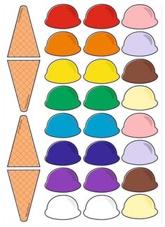 an ice cream cone with different colors and shapes to make it look like they are melting