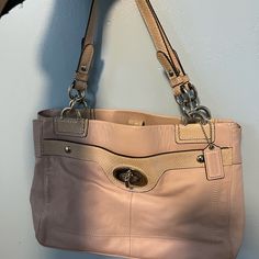 Worn One Time Still Has Tag Msrp $358 Bags With Silver-tone Hardware For Daily Use, Daily Use Bags With Silver-tone Hardware, Pink Satchel With Silver-tone Hardware And Double Handle, Beige Tote Shoulder Bag With Silver-tone Hardware, Beige Bags With Silver-tone Hardware For Everyday Use, Pink Satchel With Silver-tone Hardware For Travel, Silver-tone Hardware Tote Shoulder Bag, Beige Tote Bag With Silver-tone Hardware, Pink Satchel Shoulder Bag With Silver-tone Hardware