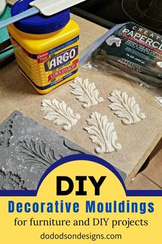 diy decorative mouldings for furniture and diy projects with text overlay