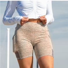 Soft Light Brown Bike Shorts W/Side Pockets-95% Polyester 5% Spandex #1-0007 Grey Bike Shorts W/Side Pockets-95% Polyester 5% Spandex #1-0008grey Gray Athleisure Biker Shorts For Workout, Gray Athleisure Activewear With Built-in Shorts, Gray Go-dry Short Length Activewear, Gray Compression Bottoms With Built-in Shorts, Gray Stretch Athletic Shorts For Running, Gray Athleisure Biker Shorts For Yoga, Gray Sporty Activewear With Built-in Shorts, Gray Athleisure Biker Shorts For Sports, Gray Biker Shorts With Built-in Shorts For Workout