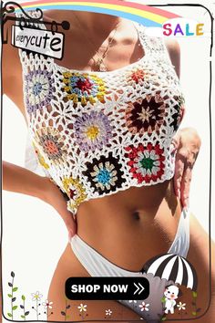 White Hollow-out Knitting Floral Crochet Beach Cover Up Crochet Beach Cover Up, Cover Up Swimwear, Beach Cover Ups, Swimwear Beach, Floral Crochet, Beach Covers, Cover Up, Sweaters For Women, Womens Tops