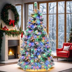 a decorated christmas tree in a living room