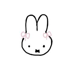 a drawing of a bunny's face with a bow on its head and ears