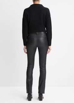 Stretch Leather Boot-Cut Pant in Trousers | Vince Vince Boots, Stretch Leather Boots, Leather Pant, Stylish Boots, Slim Legs, Lambskin Leather, Fashion Pants, Denim Women, Boot Cut