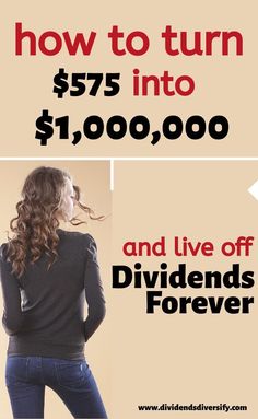 a woman standing in front of a sign that says how to turn $ 75 into $ 1, 000 and live off dividers forever