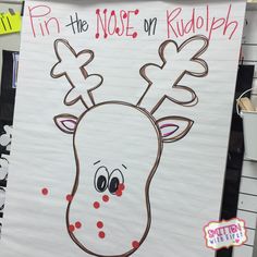 a sign with a reindeer drawn on it that says, i'm the nose on rudolph