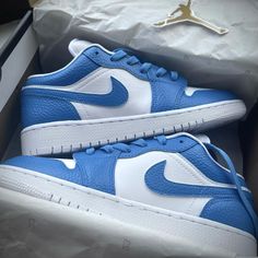 Custom Blueberry Jordan 1 low-oicustom Blue Low-top Sneakers For Gift, Air Jordan 1 Blue, Custom Air Jordan 1, Jordan 1 Blue, Blue Jordans, Cute Lazy Outfits, Leather Paint, Nike Fashion, Jordan 1 Low