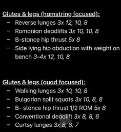 the instructions for how to use glutes and legs