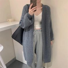 47279128871105 Casual Long Gray Sweater, Gray Long Casual Sweater, Casual Acrylic Knit Sweater Coat, Casual Gray One-size Cardigan, Casual Long Sweater Coat With Knitting, Winter Clothes Women, Open Stitch Sweater, Women Sweaters Winter, Knitting Women Cardigan