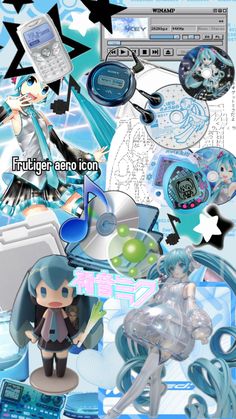 an image of anime character collaged with various things in the background and text overlay