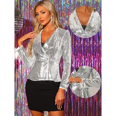 This sequin sparkle jacket is fashionable and chic, which shows your unique charm. Put some shimmer into your new season wardrobe with this fashion long-sleeved sequin jacket. This vintage outerwear has a classic color for you to choose from. It is great to pair them with any clothes, dresses, jeans, skirts, shoes, bags, and accessories. Suitable for winter/ autumn and for many occasions, such as parties, clubs, daily, dates, weekends, holidays, etc. Glamorous Christmas Sequin Tops, Glamorous Long Sleeve Tops With Contrast Sequin, Glamorous Sparkling Tops For Fall, Glamorous Long Sleeve Glitter Tops, Glamorous Winter Sequin Tops, Glamorous Sequin Tops For Winter, Elegant Long Sleeve Tops With Contrast Sequin, Sparkling Evening Tops For Fall, Fall Evening Sparkling Tops