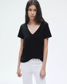 The Slub V-Neck Tee for Women | rag & bone Relaxed Fit V-neck T-shirt For Casual Gatherings, Spring V-neck T-shirt For Casual Gatherings, Casual V-neck T-shirt For Gatherings, Casual Cotton V-neck Top, Casual Everyday Cotton V-neck Top, Relaxed Fit V-neck T-shirt For Work, Relaxed Fit V-neck Top For Everyday, Basic Relaxed Fit V-neck Top For Spring, Spring Basic Relaxed Fit V-neck Top