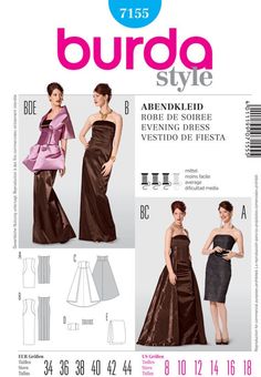 an image of a woman's evening dress sewing pattern in the style of burda