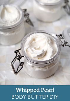 whipped pearl body butter diy with text overlay that reads whipped pearl body butter diy