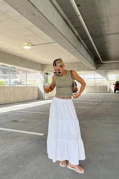 30  White Long Skirt Outfit Ideas to Prove You Need One This Year | Fashion Trends White Maxi Skirts Outfit, White Linen Skirt Outfit Women, Long White Ruffle Skirt Outfit, Long White Skirt Outfits For Summer, Tiered Maxi Skirt Outfit Summer, Long White Skirt Outfit Summer Aesthetic, How To Make A Maxi Skirt, White Tiered Maxi Skirt, Long White Maxi Skirt Outfits