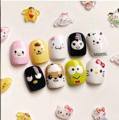 Sanrio Nail Art Simple, Nail Designs Cartoon, Korea Nail Art, Dog Nail Art, Nail Cute, Nail Art Cute, Nail Art Ideas For Summer, Art Ideas For Summer