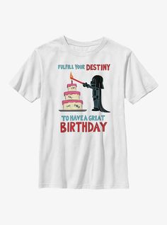 100% CottonWash cold; dry lowImportedListed in youth sizes Birthday Attire, Have A Great Birthday, Birthday Star Wars, Star Wars A New Hope, Star Wars Outfits, Boys Graphic Tee, Kids Clothes Boys, Graphic Tee Design, Star Wars Darth