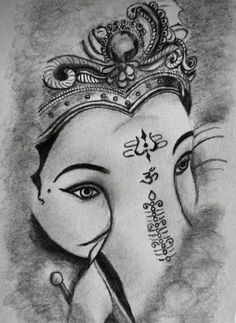 Ganpati Bappa Drawing, Bappa Drawing, Ganesha Sketch, Ganesha Drawing, Pencil Drawing Images, Drawings Sketches Pencil, Ganesh Art Paintings, Sketch Images, Ganesha Tattoo