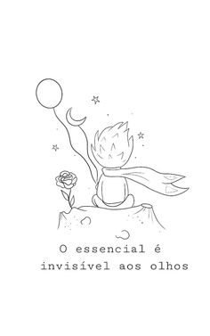 the little prince is holding a rose in his hand and it says, o essencial e