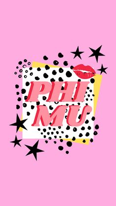 a pink background with black stars and the words pitt mco on it's side