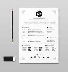 a clean and modern resume template with black accents on the front, white cover and gray background